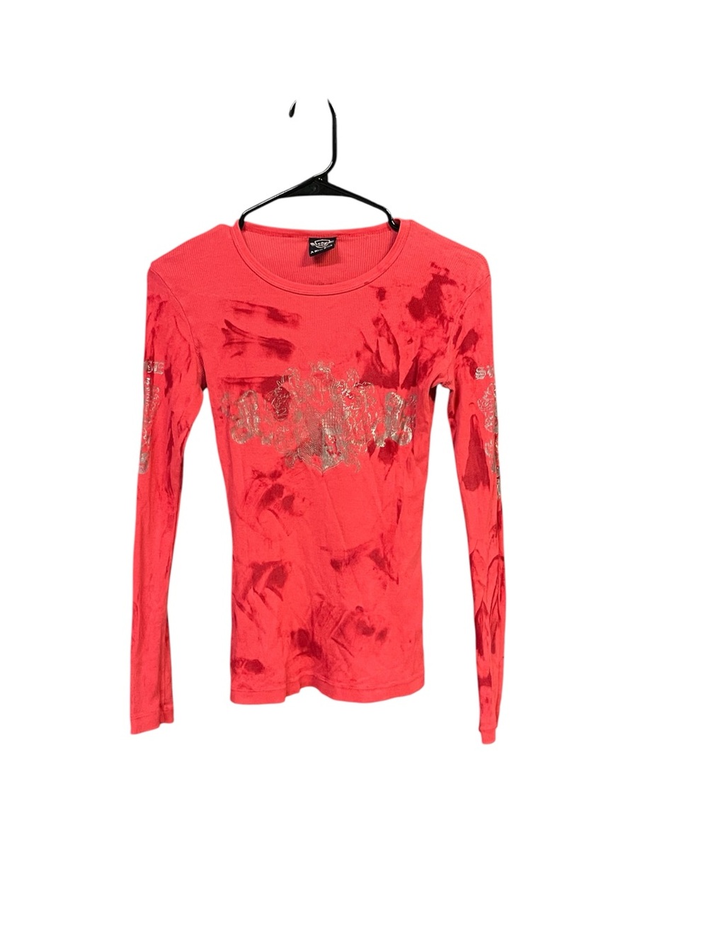 Sledge USA Y2K Pink Graphic Long Sleeve Top S Grunge Rocker Goth